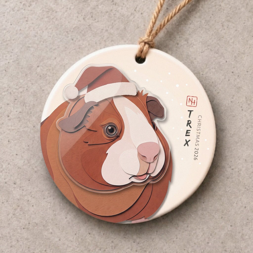 Personalised guinea pig Christmas ornament.
