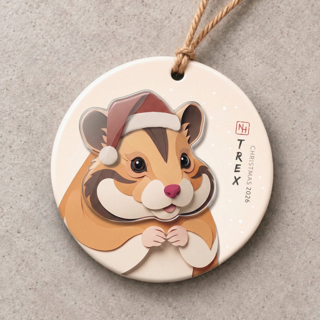 Personalised hamster Christmas ornament.