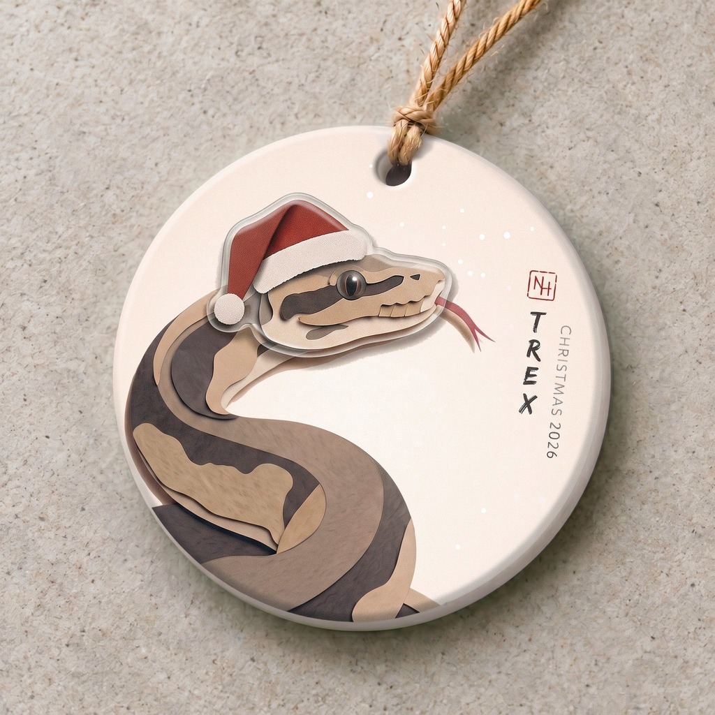 Personalised snake Christmas ornament.